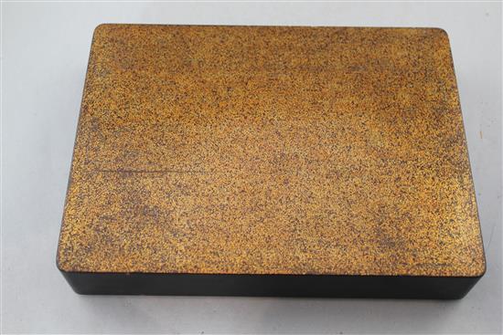 A Japanese lacquer and shibayama type rectangular box, Meiji period, 25.5cm.